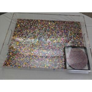 Bar Glitter Lot Of 2  Baublebar 4 Glitter Coasters NIB and Pier One Glitter Tray